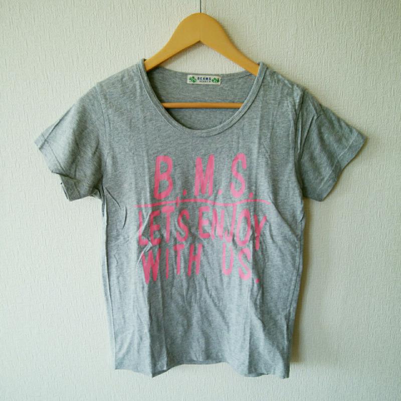 ビームス ハート BEAMS HEART Tシャツ 半袖 FREE 無地 X ロゴ、文字 灰 / グレー / X 桃 / ピンク / レディース USED 古着 中古 10005816