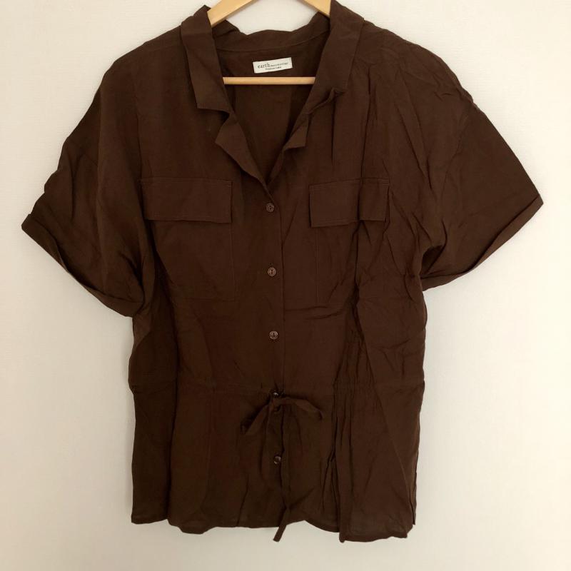 アースミュージックアンドエコロジー earth music&ecology シャツ、ブラウス 半袖 FREE 無地 茶 / ブラウン / レディース USED 古着 中古 10005965