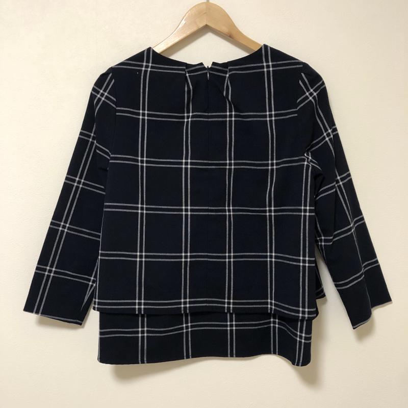 リアラ Reala カットソー 長袖 M チェック 紺 / ネイビー / X 白 / ホワイト / レディース USED 古着 中古 10006039