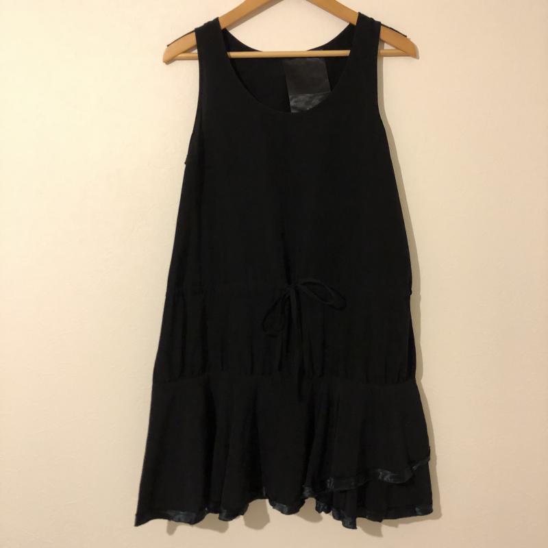 ドレアング DreAng ワンピース ひざ丈スカート 裾に素材切り替え M 無地 黒 / ブラック / レディース USED 古着 中古 10006089