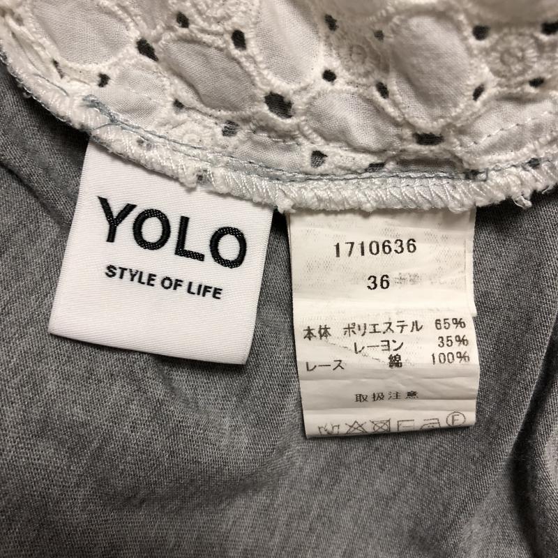 ヨーロ YOLO カットソー 半袖 36 白 / ホワイト / X 灰 / グレー / レディース USED 古着 中古 10006169