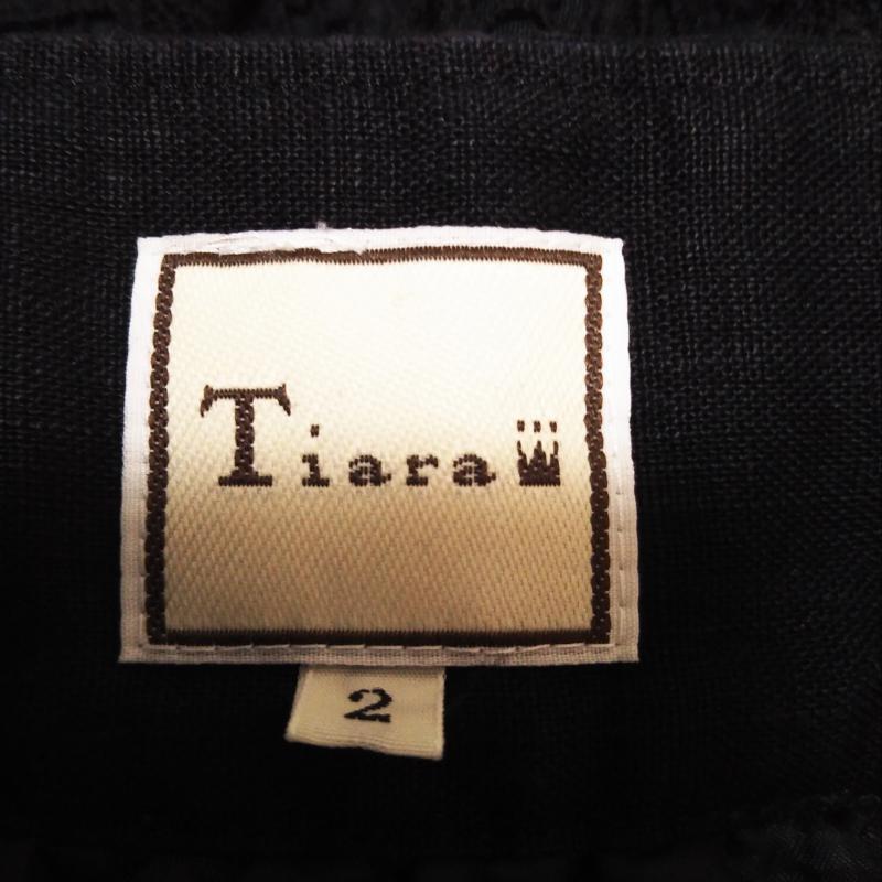 ティアラ Tiara ワンピース ひざ丈スカート 2 無地 黒 / ブラック / レディース USED 古着 中古 10006222