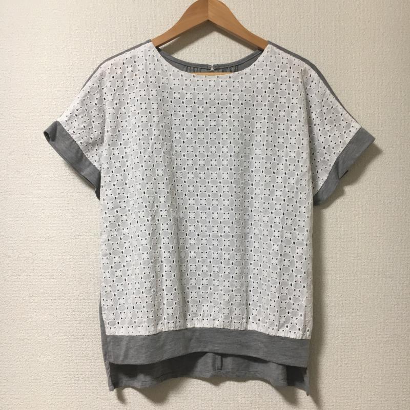 ヨーロ YOLO カットソー 半袖 38 無地 X 花柄 白 / ホワイト / X 灰 / グレー / レディース USED 古着 中古 10006451