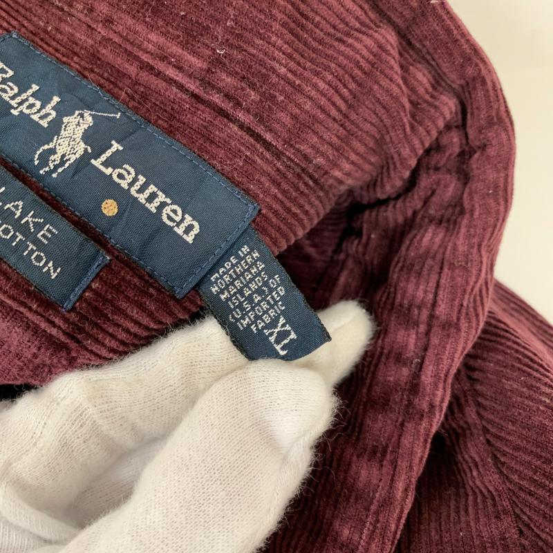 ラルフローレン RALPHLAUREN シャツ、ブラウス 長袖 コーデユロイ XL 無地 X ワンポイント 赤 / レッド / メンズ USED 古着 中古 10006565