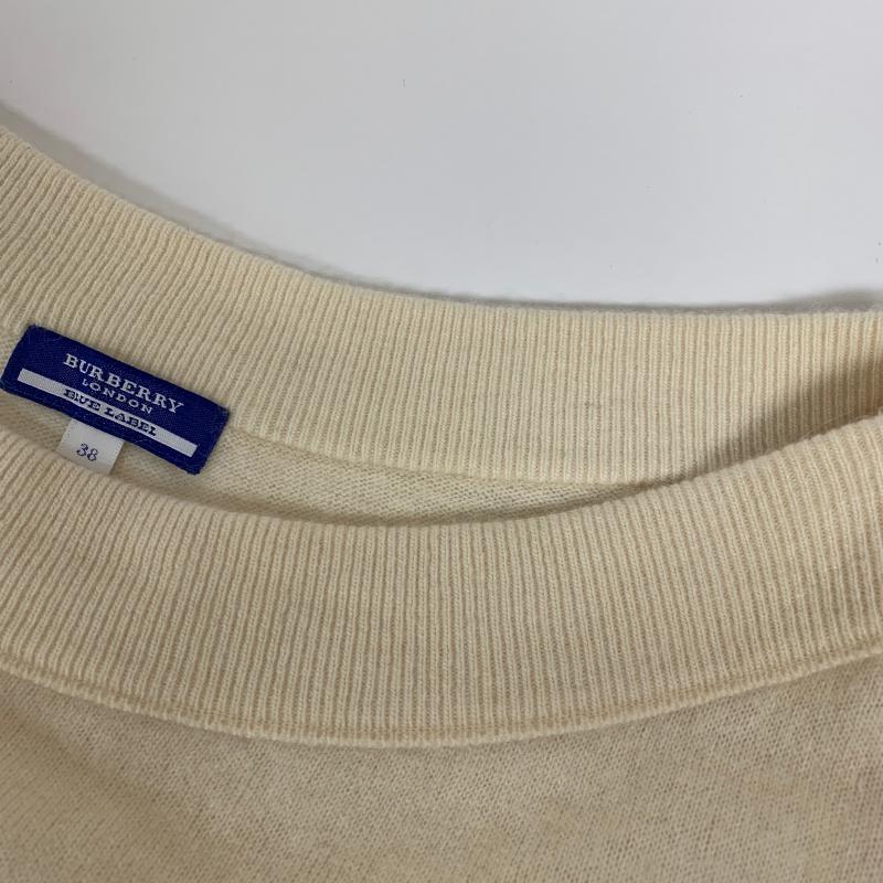 バーバリーブルーレーベル BURBERRY BLUE LABEL ニット、セーター 七分袖 38 無地 X ワンポイント 白 / ホワイト / レディース USED 古着 中古 10006570