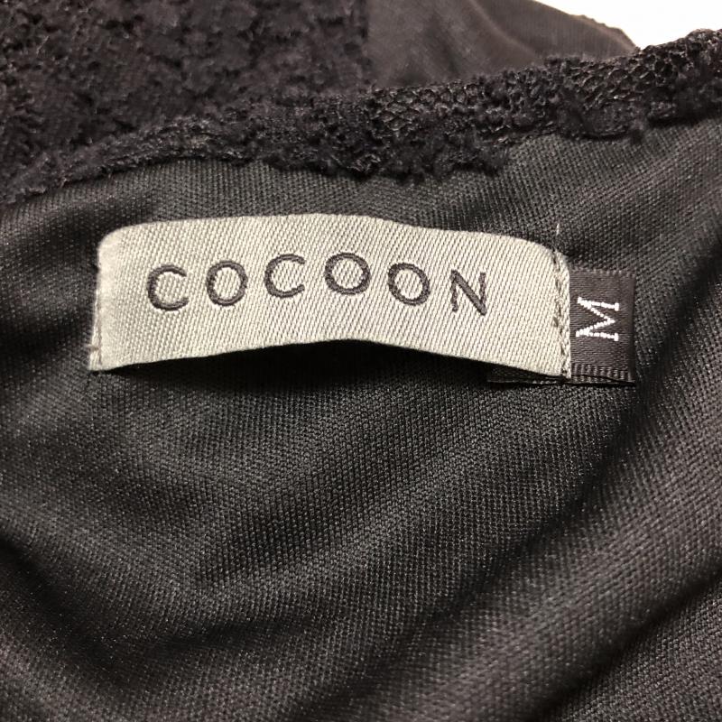コクーン COCOON ワンピース ひざ丈スカート M 無地 X 刺繍 黒 / ブラック / レディース USED 古着 中古 10006682