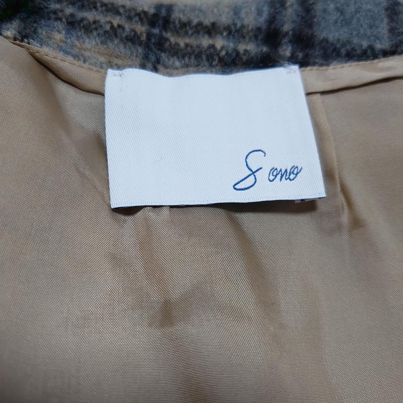 ソーノ Sono スカート ひざ丈スカート 2 チェック 黒 / ブラック / X 茶 / ブラウン / レディース USED 古着 中古 10006726