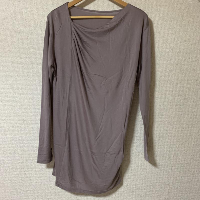 エニワイズ anywise カットソー 長袖 アシンメトリーカットソー M 無地 茶 / ブラウン / レディース USED 古着 中古 10006887