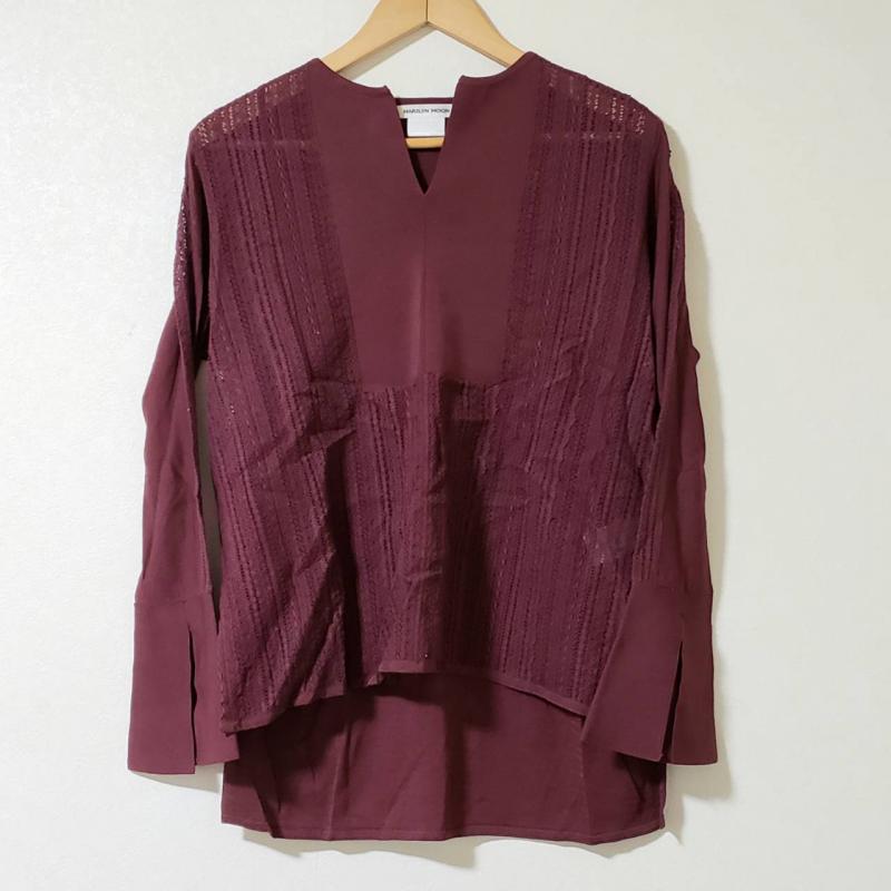 マリリンムーン Marilyn Moon シャツ、ブラウス 長袖 前面レースブラウス 無地 赤 / レッド / レディース USED 古着 中古 10006905