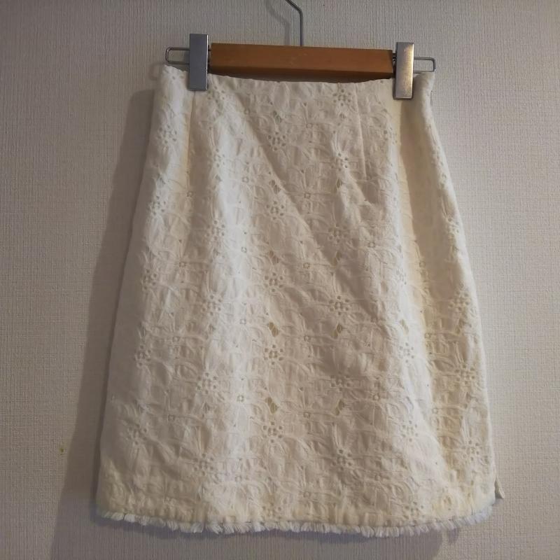 ウィルセレクション WILLSELECTION スカート ひざ丈スカート M 無地 白 / ホワイト / レディース USED 古着 中古 10007203