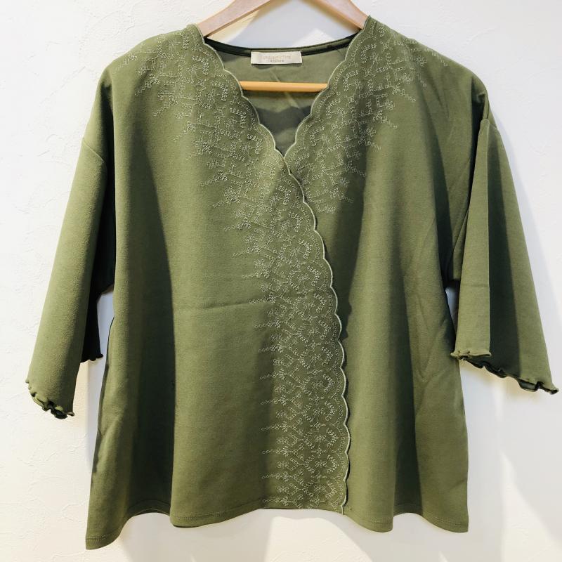 ショコラ フィネ ローブ chocol raffine robe シャツ、ブラウス 七分袖 FREE 無地 X 刺繍 緑 / グリーン / X 銀 / シルバー / レディース USED 古着 中古 10007267
