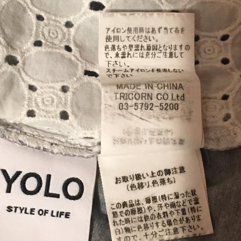 ヨーロ YOLO カットソー 半袖 40 無地 X 白 / ホワイト / X 灰 / グレー / レディース USED 古着 中古 10007307