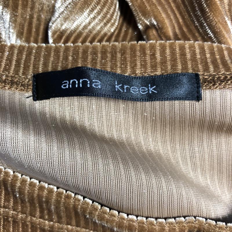 アンナクリーク anna kreek カットソー 長袖 無地 X ストライプ 茶 / ブラウン / レディース USED 古着 中古 10007497