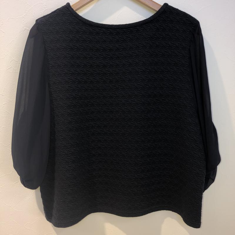 ヨーロ YOLO カットソー 七分袖 40 無地 X 幾何柄 紺 / ネイビー / レディース USED 古着 中古 10007505
