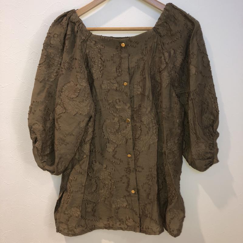 エミリアン EMILYAN シャツ、ブラウス 七分袖 9 無地 X 刺繍 緑 / グリーン / レディース USED 古着 中古 10007510
