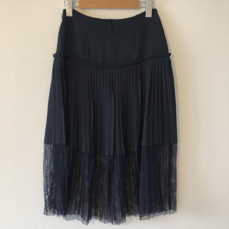 スビニエ Soobinie スカート ひざ丈スカート 裾素材切り替え 7 無地 紺 / ネイビー / レディース USED 古着 中古 10007702