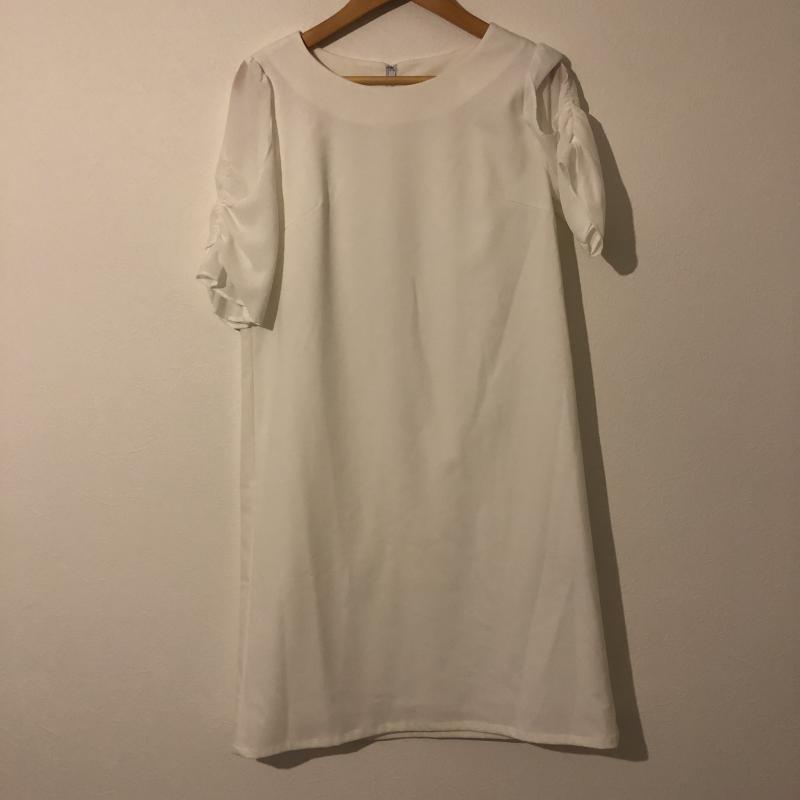 エンネア Ennea ワンピース ひざ丈スカート 袖素材切り替え 36 無地 白 / ホワイト / レディース USED 古着 中古 10007707