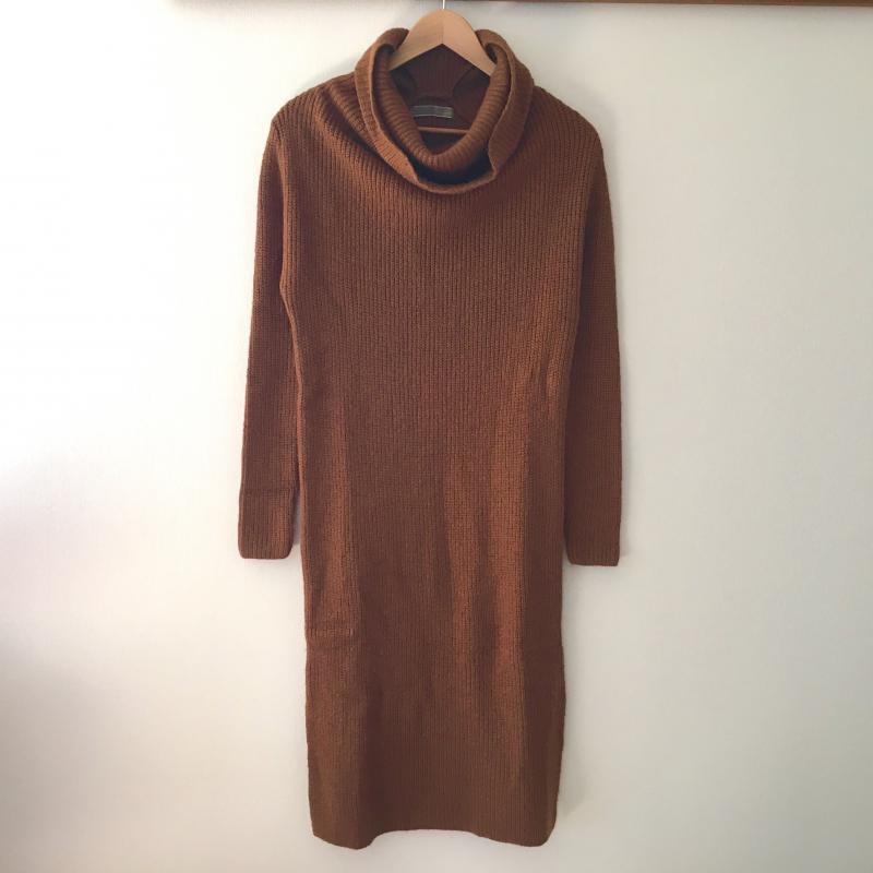 アンナケリー Anna Kerry ワンピース ひざ丈スカート 38 無地 茶 / ブラウン / レディース USED 古着 中古 10007765
