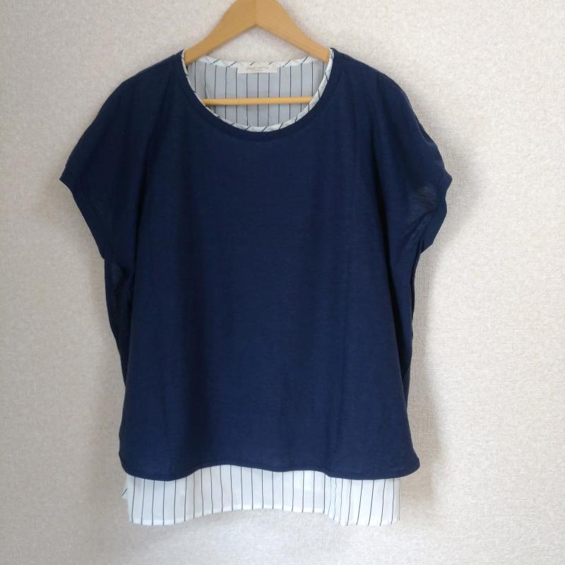 ショコラ フィネ ローブ chocol raffine robe カットソー 半袖 FREE 無地 X ストライプ 白 / ホワイト / X 紺 / ネイビー / X 黒 / ブラック / レディース USED 古着 中古 10007855