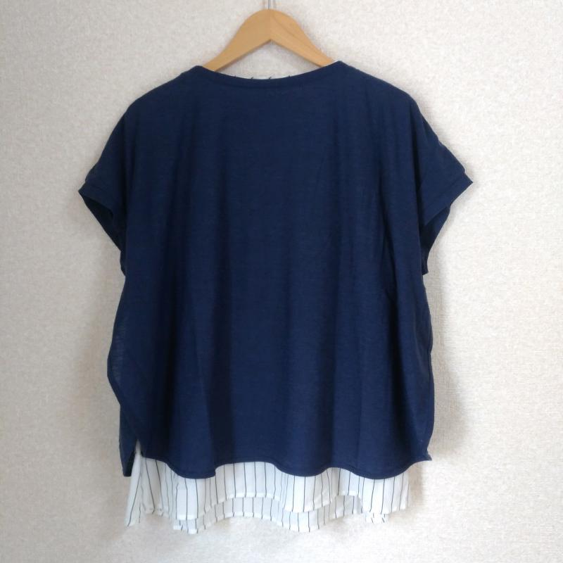 ショコラ フィネ ローブ chocol raffine robe カットソー 半袖 FREE 無地 X ストライプ 白 / ホワイト / X 紺 / ネイビー / X 黒 / ブラック / レディース USED 古着 中古 10007855