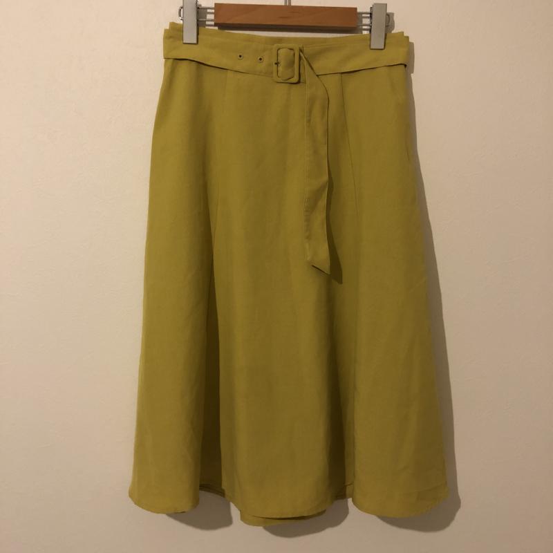 ビス ViS スカート ひざ丈スカート ベルト付き M 無地 黄 / イエロー / X 緑 / グリーン / レディース USED 古着 中古 10007988