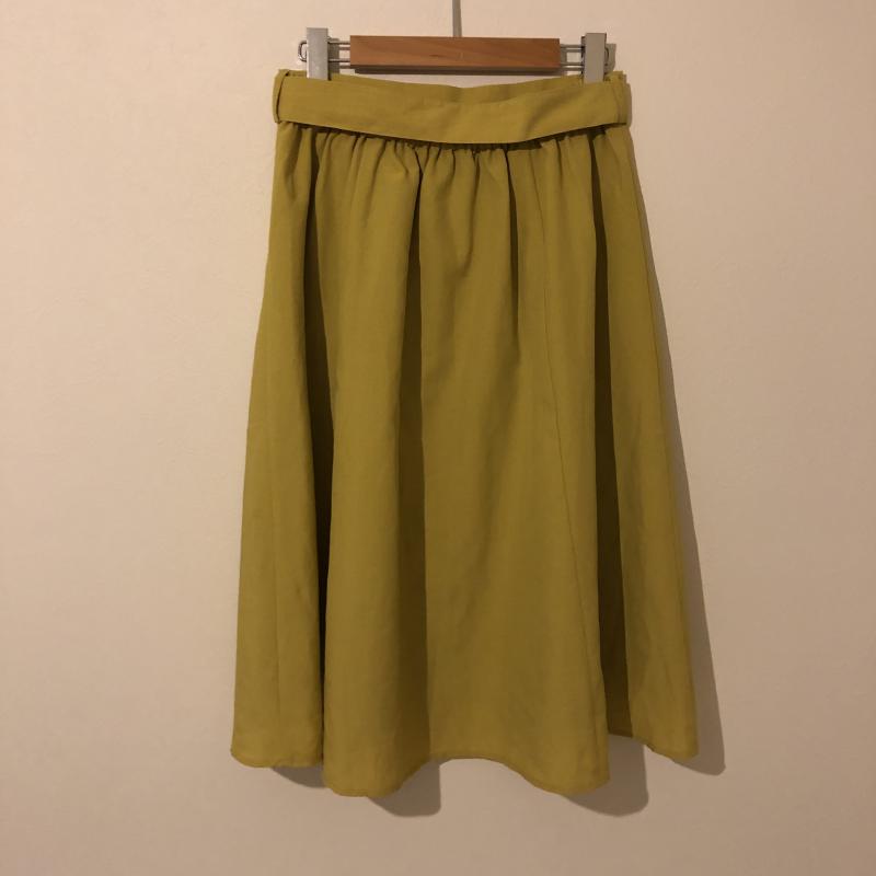 ビス ViS スカート ひざ丈スカート ベルト付き M 無地 黄 / イエロー / X 緑 / グリーン / レディース USED 古着 中古 10007988