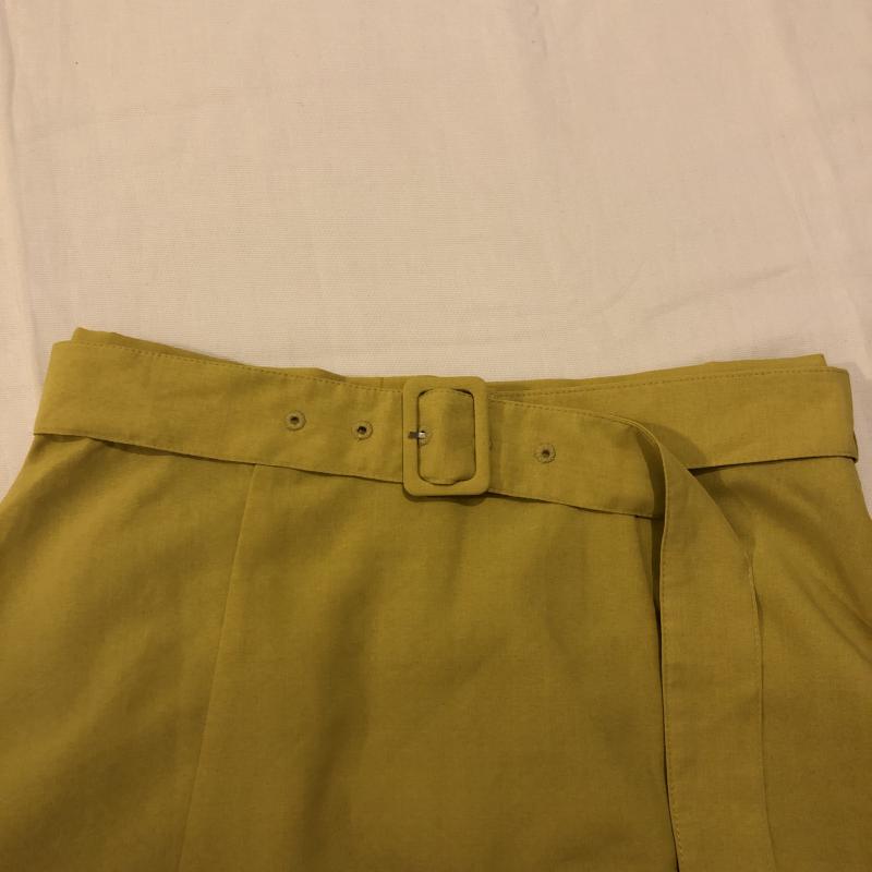 ビス ViS スカート ひざ丈スカート ベルト付き M 無地 黄 / イエロー / X 緑 / グリーン / レディース USED 古着 中古 10007988