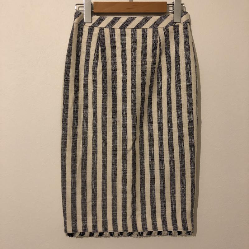 バナナリパブリック BANANA REPUBLIC スカート ひざ丈スカート 0 ストライプ 白 / ホワイト / X 黒 / ブラック /  レディース USED 古着 中古 10007991