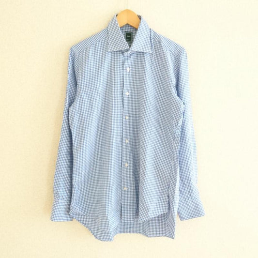 シップス SHIPS シャツ、ブラウス 長袖 チェック 青 / ブルー / X 白 / ホワイト /  メンズ USED 古着 中古 10008047