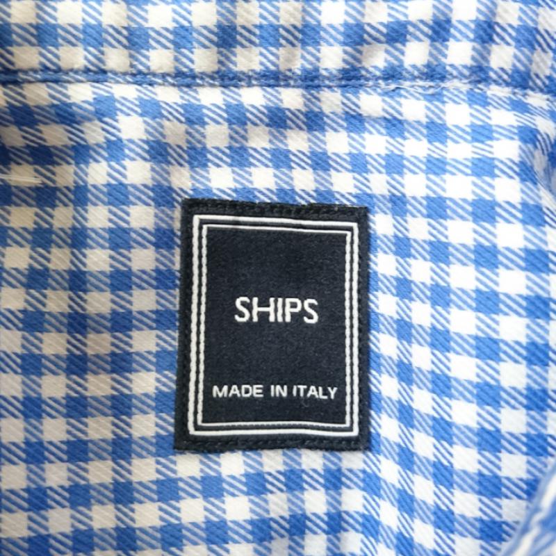 シップス SHIPS シャツ、ブラウス 長袖 チェック 青 / ブルー / X 白 / ホワイト / メンズ USED 古着 中古 10008047