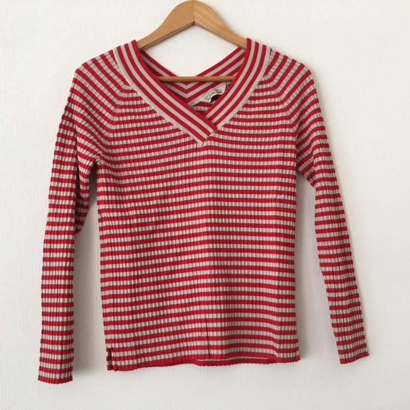 トラッゾドンナ Torrazzo Donna カットソー 長袖 ボーダー柄 X 総柄 赤 / レッド / X ベージュ / ベージュ / レディース USED 古着 中古 10008205