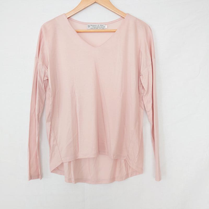 マルキスデブラン Marquise de blanc カットソー 長袖 40 無地 桃 / ピンク / レディース USED 古着 中古 10008210