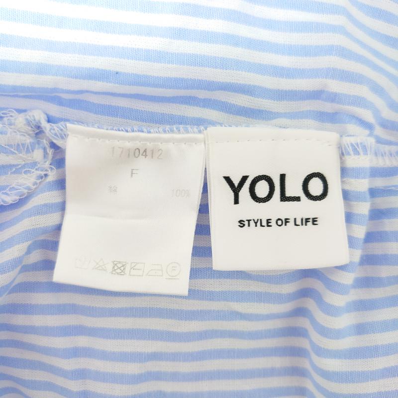 ヨーロ YOLO ワンピース ひざ丈スカート FREE ボーダー柄 白 / ホワイト / X 青 / ブルー / レディース USED 古着 中古 10008229