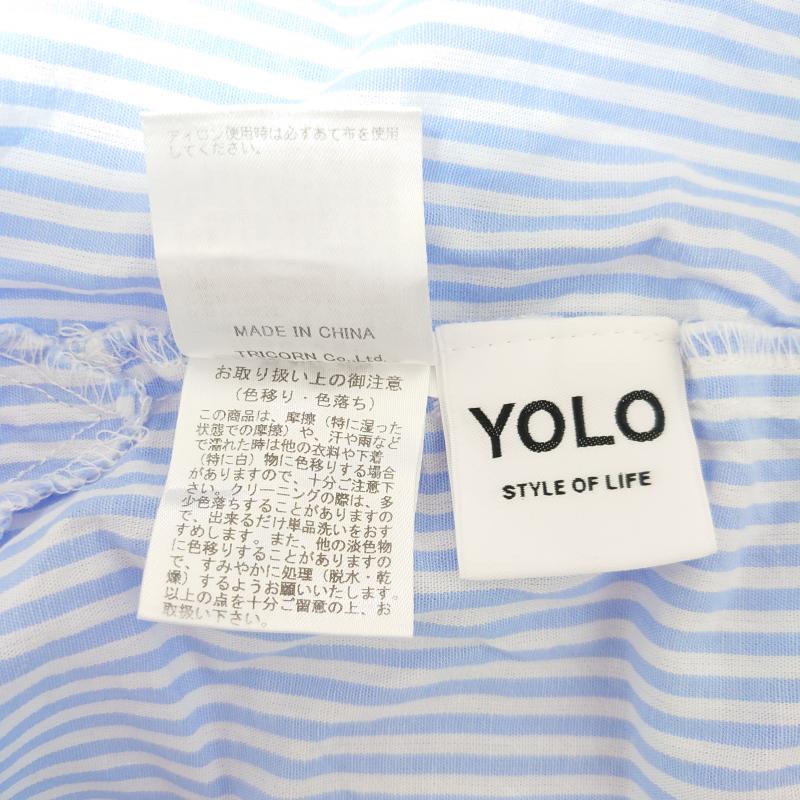 ヨーロ YOLO ワンピース ひざ丈スカート FREE ボーダー柄 白 / ホワイト / X 青 / ブルー / レディース USED 古着 中古 10008229