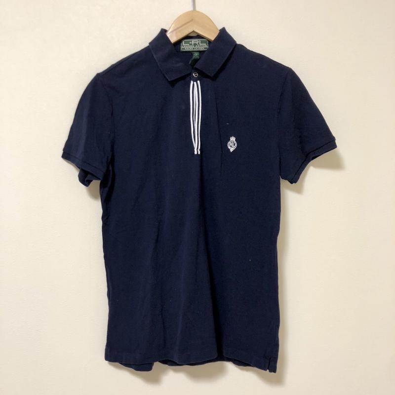 ラルフローレン RALPHLAUREN ポロシャツ 半袖 M 無地 X ロゴ、文字 紺 / ネイビー / X 白 / ホワイト / メンズ USED 古着 中古 10008265
