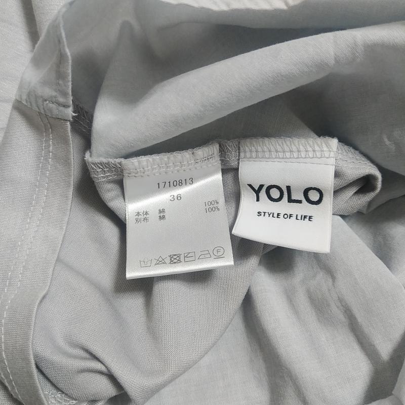 ヨーロ YOLO カットソー 半袖 36 無地 灰 / グレー / レディース USED 古着 中古 10008359
