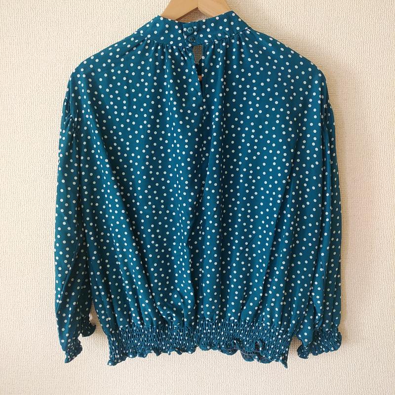 エンネア Ennea カットソー 長袖 38 ドット 緑 / グリーン / X 白 / ホワイト / レディース USED 古着 中古 10008392