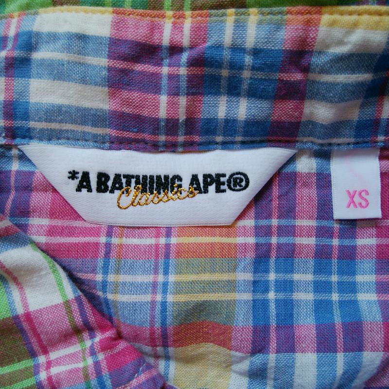アベイシングエイプ A BATHING APE ワンピース ひざ丈スカート シャツワンピース XS チェック マルチカラー / マルチカラー / レディース USED 古着 中古 10008466