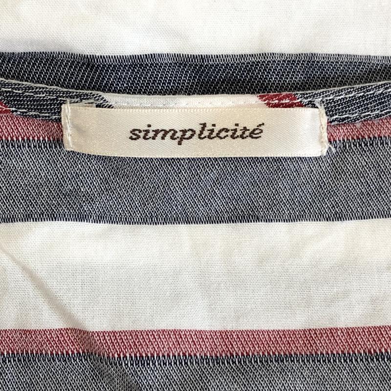 シンプリシテェ Simplicite シャツ、ブラウス 半袖 ボーダー柄 白 / ホワイト / X 灰 / グレー / X 赤 / レッド / レディース USED 古着 中古 10008716