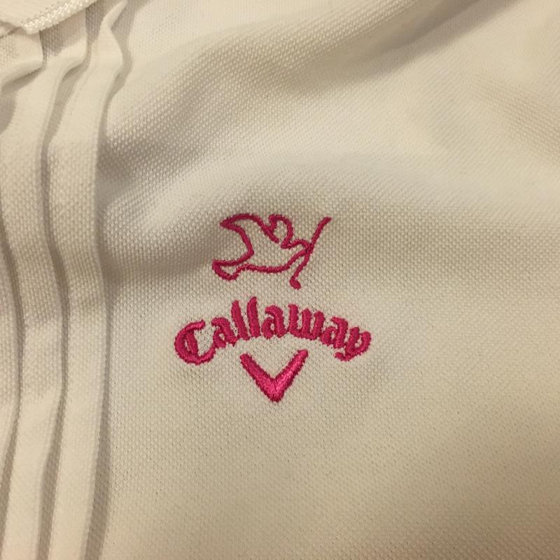 キャロウェイ CALLAWAY ポロシャツ 半袖 M 無地 X ワンポイント 白 / ホワイト / X 桃 / ピンク / レディース USED 古着 中古 10008779