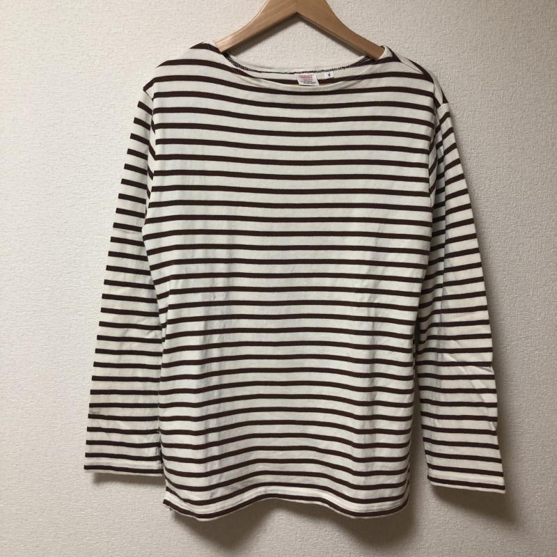 ドゥニーム Denime カットソー 長袖 Tシャツ S ボーダー柄 白 / ホワイト / X 茶 / ブラウン / メンズ USED 古着 中古 10009060