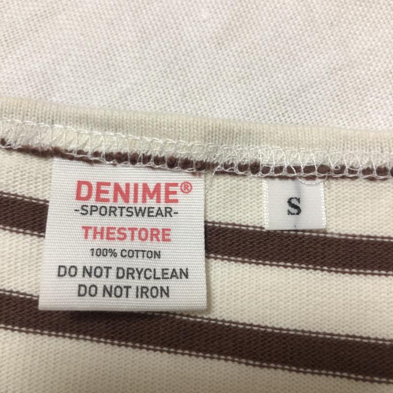 ドゥニーム Denime カットソー 長袖 Tシャツ S ボーダー柄 白 / ホワイト / X 茶 / ブラウン / メンズ USED 古着 中古 10009060