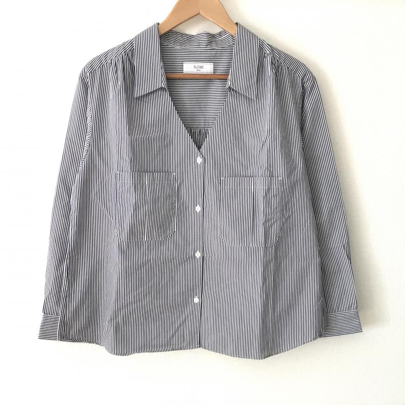 スローブイエナ SLOBE IENA シャツ、ブラウス 長袖 ストライプ 白 / ホワイト / X 青 / ブルー / レディース USED 古着 中古 10009144