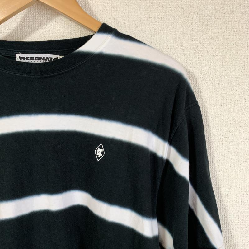リゾネイトグッドイナフ RESONATE GOODENOUGH Tシャツ 半袖 M ボーダー柄 X ロゴ、文字 黒 / ブラック / X 白 / ホワイト /  メンズ USED 古着 中古 10009387