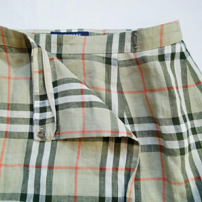 バーバリーロンドン Burberry London スカート ロングスカート ラップスカート 38 チェック 緑 / グリーン / X 橙 / オレンジ / レディース USED 古着 中古 10009418
