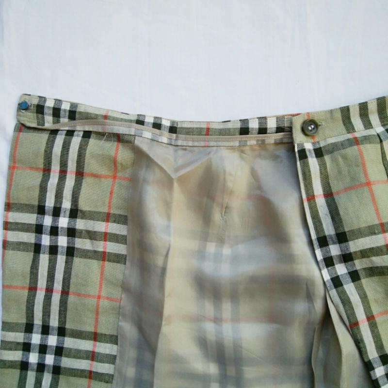 バーバリーロンドン Burberry London スカート ロングスカート ラップスカート 38 チェック 緑 / グリーン / X 橙 / オレンジ / レディース USED 古着 中古 10009418