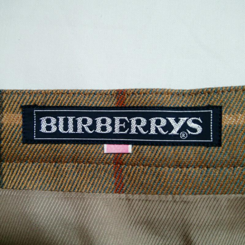 バーバリーズ BURBERRYS スカート ひざ丈スカート プリーツスカート チェック 茶 / ブラウン / X 緑 / グリーン / X 赤 / レッド / レディース USED 古着 中古 10009420