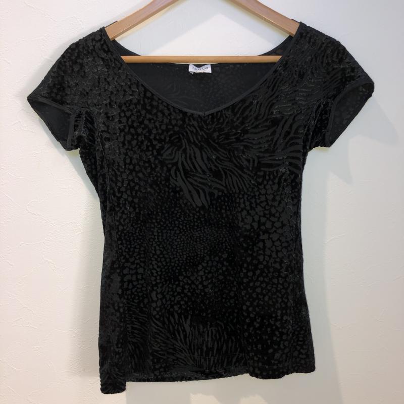 アルマーニコレッツォーニ ARMANI COLLEZIONI カットソー 半袖 ベロア 42 ゼブラ柄 黒 / ブラック / レディース USED 古着 中古 10009486