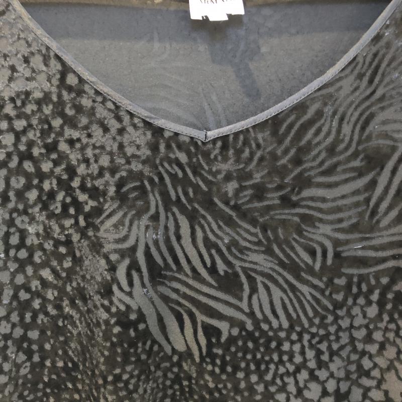 アルマーニコレッツォーニ ARMANI COLLEZIONI カットソー 半袖 ベロア 42 ゼブラ柄 黒 / ブラック / レディース USED 古着 中古 10009486