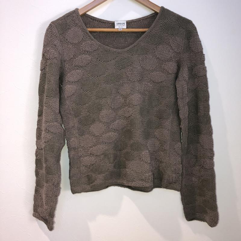 アルマーニコレッツォーニ ARMANI COLLEZIONI ニット、セーター 長袖 42 幾何柄 ベージュ / ベージュ / X 緑 / グリーン / レディース USED 古着 中古 10009492
